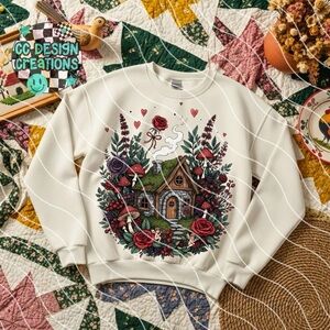 White Cottage Core Sweatshirt Small-3X